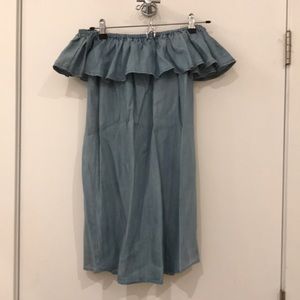 Off the shoulder chambray dress
